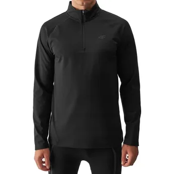 Pánská mikina Pánská zateplená lyžařská mikina s 1/2 zipem 4F-BRUSHED UNDERWEAR-WAW24UBRUM076-20S-DEEP BLACK Černá S