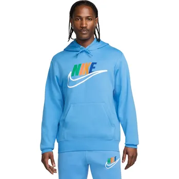 Pánská mikina Pánská zateplená tréninková mikina s kapucí NIKE-M NK CLUB BB HDY FUTURA BLOCK-412 UNIVERSITY BLUE Modrá XL