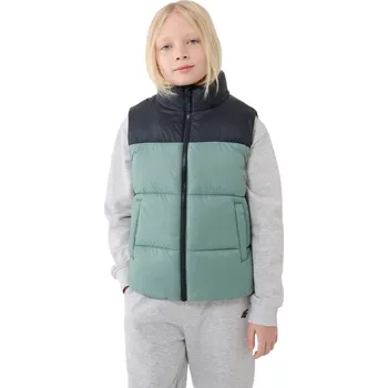 Dívčí bunda Chlapecká vesta 4F JUNIOR-VEST JACKET-JWSS25TVJAM208-41S-GREEN Zelená 122