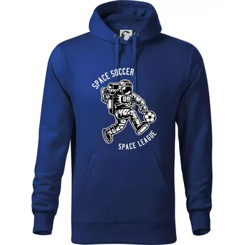Pánská mikina Vesmírný fotbalista - Mikina pánská Cape s kapucí - XL ( Královská modrá )