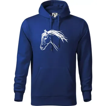 Pánská mikina Kůň - hlava celá - Mikina pánská Cape s kapucí - 4XL ( Královská modrá )