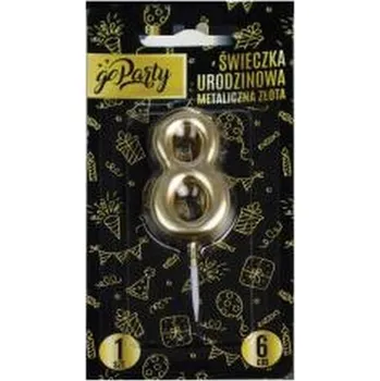 Vánoční ozdoba Świeczka urodzinowa 8 Metaliczna złota