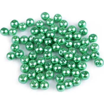 Dětské navlékací korálky Skleněné voskové perly Ø6 mm, velké, 64B zelená pastelová