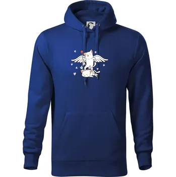 Pánská mikina Kočky Amorův šíp - Mikina pánská Cape s kapucí - 4XL ( Královská modrá )