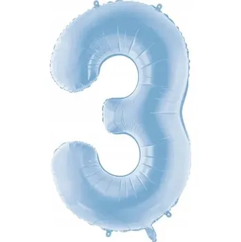 Fóliový balónek "Číslice 3", modrý matný, PartyDeco, 86 cm (34"), DGT