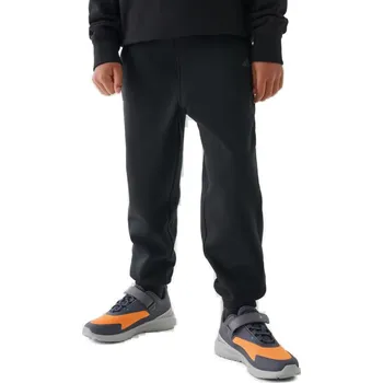 Dámské legíny Chlapecké zateplené tepláky 4F JUNIOR-TROUSERS-JWAW24TTROM761-20S-DEEP BLACK Černá 134