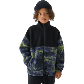 Dámská mikina Chlapecká flísová mikina se zipem 4F JUNIOR-FLEECE-JWAW24TFLEM246-20S-DEEP BLACK Černá 140