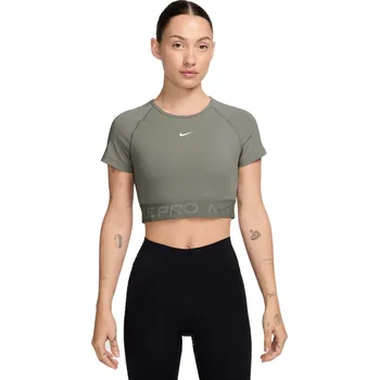 Dámské tričko Dámské tréninkové triko s krátkým rukávem NIKE PRO-W NP DF SS CROP TOP TT GX-320-Khaki Zelená XS
