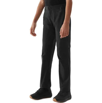 Dámské legíny Dívčí turistické kalhoty 4F JUNIOR-TROUSERS FNK-JWSS24TFTRF494-21S-BLACK Černá 158