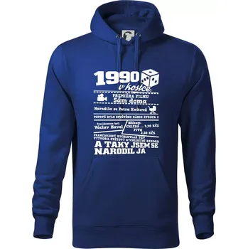 Pánská mikina 1990 v kostce - Mikina pánská Cape s kapucí - 5XL ( Královská modrá )