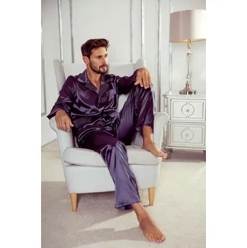 Pánské pyžamo SATYNA 939 - DE LAFENSE granát XL