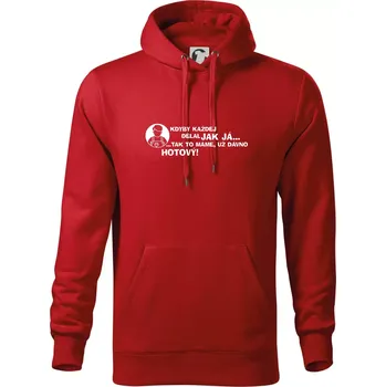Pánská mikina Malíř - kdyby každej dělal jak já, tak to máme už dávno hotový - Mikina pánská Cape s kapucí - 5XL ( Červená )