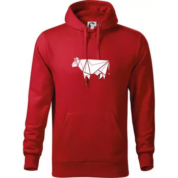 Pánská mikina Origami kráva z boku - Mikina pánská Cape s kapucí - 5XL ( Červená )