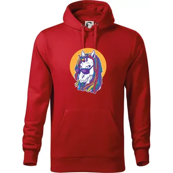 Pánská mikina Rasta unicorn - Mikina pánská Cape s kapucí - 5XL ( Červená )