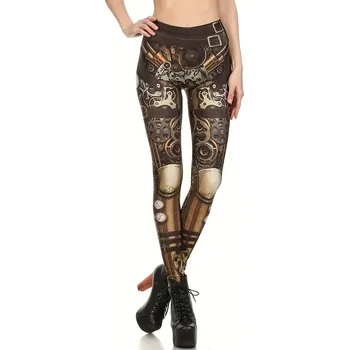 Dámské legíny Steampunk Legíny Cogskin s Potiskem Ozubených Kol, Ostatní, skladem