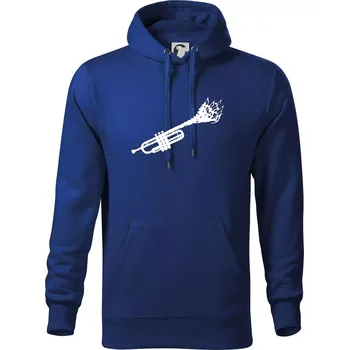 Pánská mikina Trubka noty - Mikina pánská Cape s kapucí - 5XL ( Královská modrá )