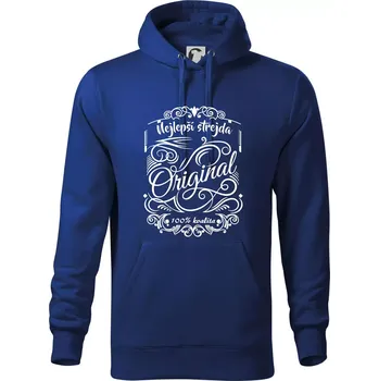 Pánská mikina Vintage nejlepší strejda 100% kvalita - Mikina pánská Cape s kapucí - 5XL ( Královská modrá )