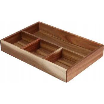 Příborník do zásuvky ORGANIZÉR DO ZÁSUVKY NA PŘÍBORY HNĚDÁ AKÁTOVÉ DŘEVO 30 x 20 x 4,5 CM