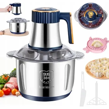 ELEKTRICKÝ SEKÁČEK POTRAVIN SEKÁČEK 500W 5L NEREZOVÁ OCEL 6 BŘITŮ 5 RYCHLOSTÍ