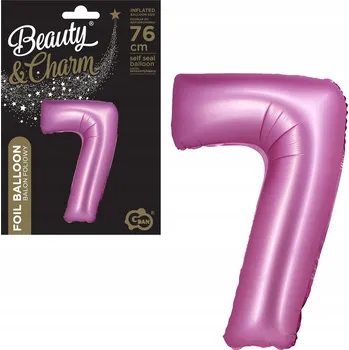 Balónek Fóliový balónek B&C ČÍSLICE 7 SATÉNOVĚ RŮŽOVÝ 76 cm
