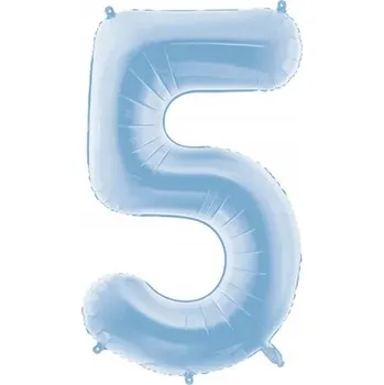 Balónek Foliový balónek "Číslice 5", matný modrý, PartyDeco, 34", DGT