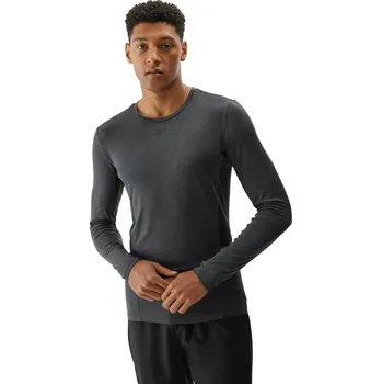 Pánské tričko Pánské tréninkové tričko s dlouhým rukávem 4F-LONGSLEEVE FNK-WAW24TFLOM273-22M-ANTHRACITE MELANGE Šedá S