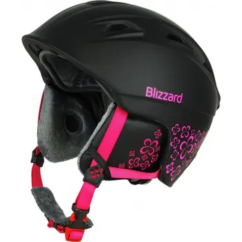 Dámská lyžařská helma BLIZZARD-W2W Demon ski helmet, black matt/magenta flowers Černá 56/59 cm