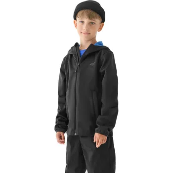 Chlapecká bunda Chlapecká turistická softshellová bunda 4F JUNIOR-SOFTSHELL JACKET-JWAW24TSOFM269-33S-BLUE Modrá 158