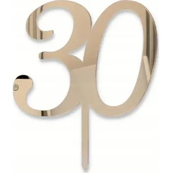 Dortová svíčka Id_5292 TOPPER NA DORT 30. NAROZENINY ČÍSLO ČÍSLICE NA DORT ZLATÝ AKRYL CAKE