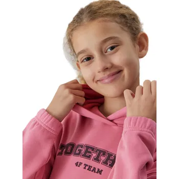 Dívčí mikina Dívčí mikina s kapucí 4F JUNIOR-SWEATSHIRT-JAW23TSWSF639-54S-PINK Růžová 146