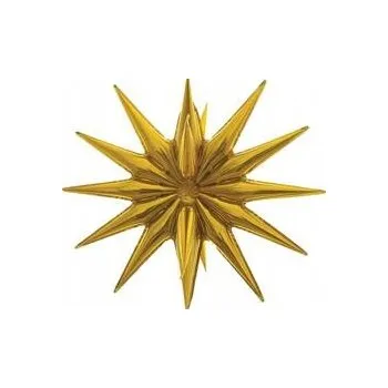 Balónek Fóliový balónek 3D hvězda zlatá matná 50x46 cm GODAN