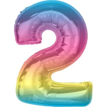 Balónek Fóliový balónek Smart, číslice 2, duhový, 92 cm AA