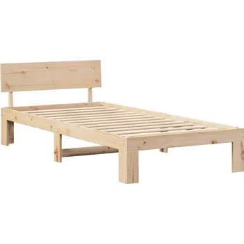 Postel vidaXL Rám postele s čelo Přírodní 90 x 200 cm Masivní borové dřevo [872668]
