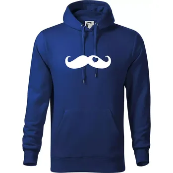 Pánská mikina Mustache love - Mikina pánská Cape s kapucí - 5XL ( Královská modrá )