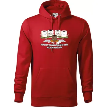Pánská mikina Vaše životy budou na hovno jóga - Mikina pánská Cape s kapucí - 5XL ( Červená )