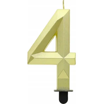 Dortová svíčka NAROZENINOVÝ ČÍSLICE 4 DIAMOND GOLD dort