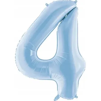 Fóliový balónek "Číslice 4", modrý matný, PartyDeco, 86 cm (34"), DGT