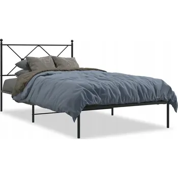 Postel Kovový rám postele s čelem, černý, 100x190 cm