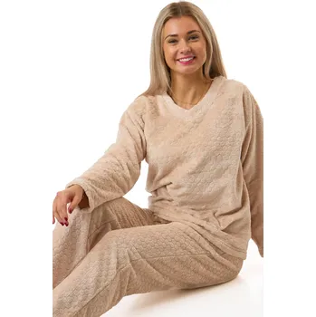 Dámské pyžamo Dámské termo pyžamo z extra teplého soft materiálu béžové 1Z1719 béžová xxl