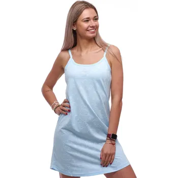 Dámská noční košile Dámská košilka NOČNÍ světle modrá s celovzorem bílých králíčků 1C4088 modrá l