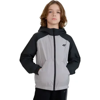 Dívčí bunda Chlapecká bunda s kapucí 4F JUNIOR-JACKET-JWSS25TJACM185-25S-GREY Šedá 158