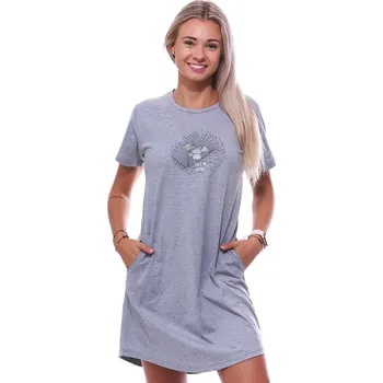 Dámská noční košile Šedá noční košilka s krátkými rukávy pro ženy či dívky graffitový plyšový medvěd 1C3805 šedá l