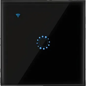 LED páska EwTouch Wi-Fi dotykový vypínač 1CH, eWeLink, No Neutral, skleněný panel, černý ET-EWL-WF1B
