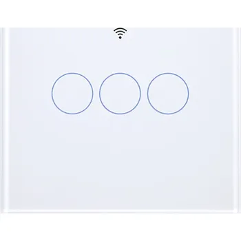 vypínač VAREO Wi-Fi + RF dotykový vypínač 3CH, Tuya/SmartLife, No Neutral, skleněný panel, bílý VR-TY-WF3W