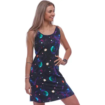 Dámské noční prádlo Nádherná dámská noční košilka bez rukávů - galaxie 1C3927 vzorovaná s
