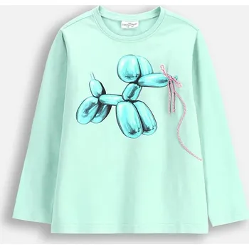 Dívčí tričko Dětské tričko s dlouhým rukávem Coccodrillo tyrkysová barva, COSMIC GIRL KIDS WC5143102CGK 65X, vel. 98