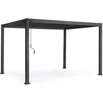 Pergola BIZZOTTO Antracitová hliníková pergola s uzavíracími lamelami a LED páskem OCEAN 3x4 m