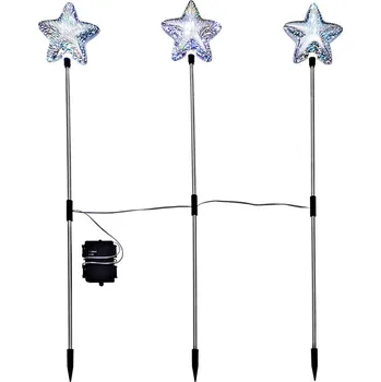 Venkovní osvětlení Weltbild LED zářící hvězda zahradní zápich stříbrná 3 ks