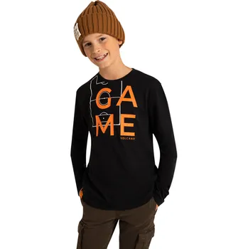 Chlapecké tričko Chlapecké tričko s dlouhým rukávem VOLCANO-LONG L-MAG JUNIOR 700 BLACK Černá 122/128