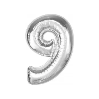 Balónek Fóliový balónek Smart, číslice 9, stříbrný, 92 cm